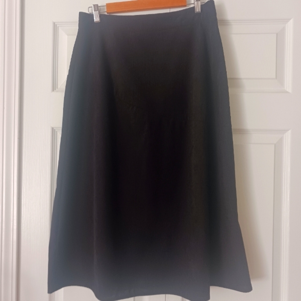 Shein • Women's Black Corduroy A-Line Midi Skirt
